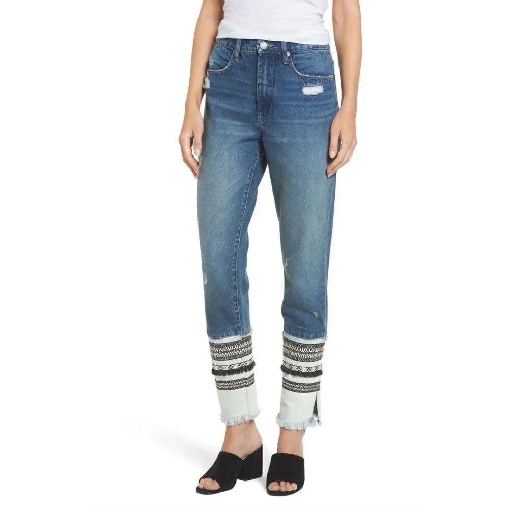 BlankNYC Miss Molly tapered leg patchwork 27 jeans